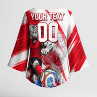 Personalized South Korea White Tiger Soccer Kimono Sleeve Blouse Fierce Football Mascot Korean Flag
