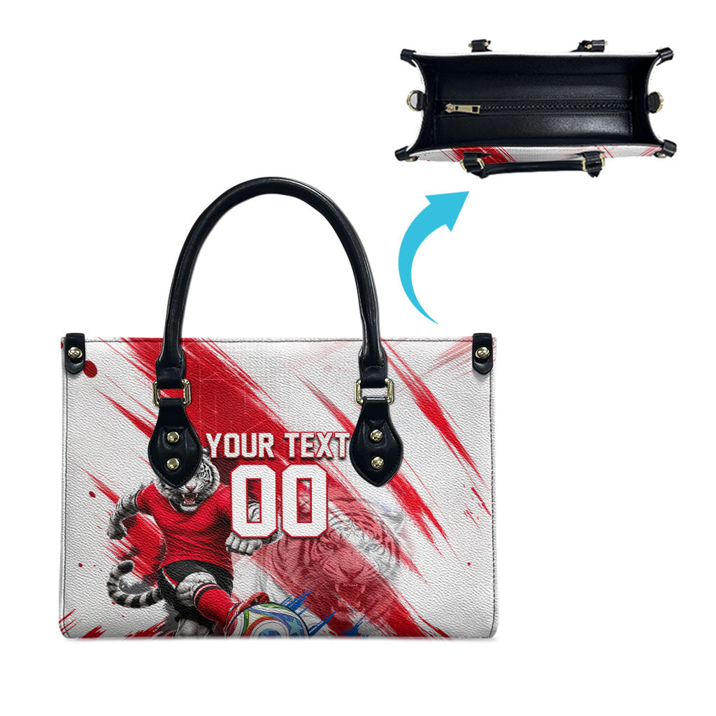 Personalized South Korea White Tiger Soccer Leather Bag Fierce Football Mascot Korean Flag