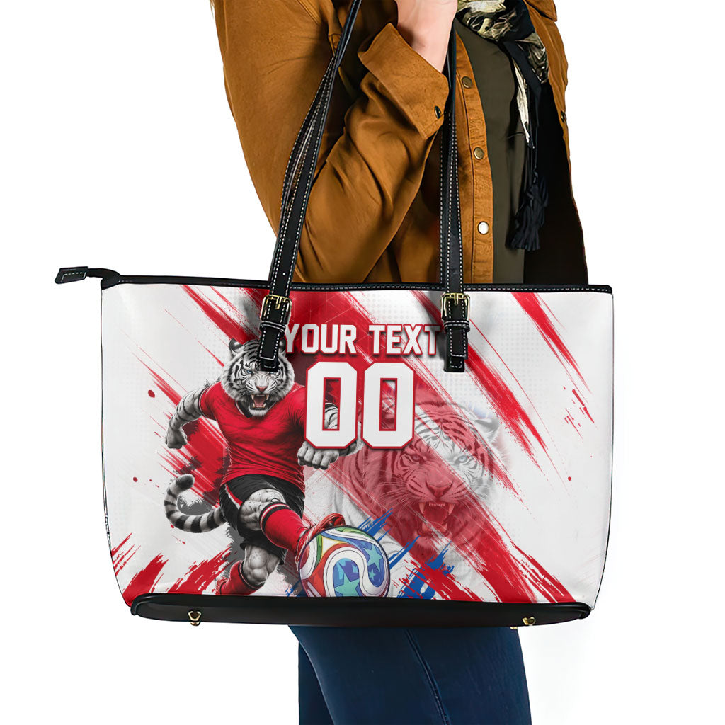 Personalized South Korea White Tiger Soccer Leather Tote Bag Fierce Football Mascot Korean Flag