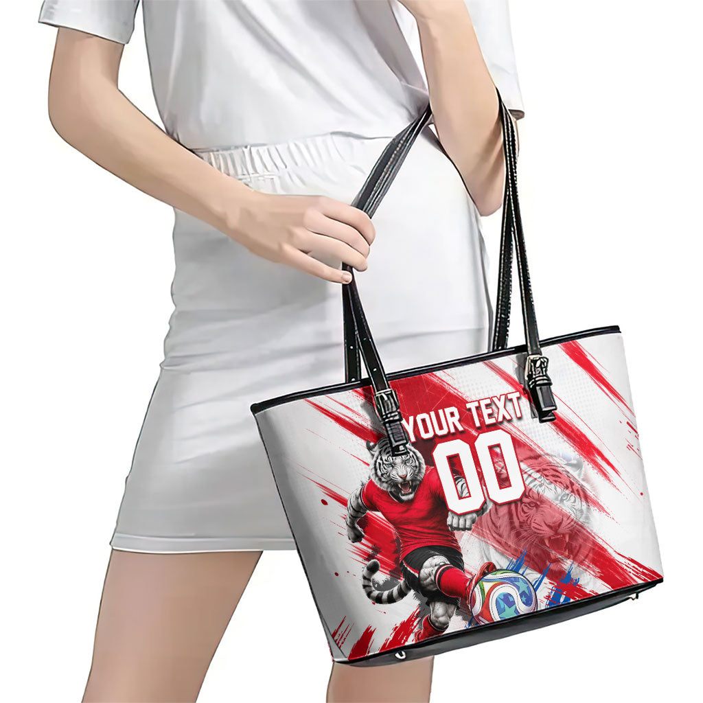 Personalized South Korea White Tiger Soccer Leather Tote Bag Fierce Football Mascot Korean Flag
