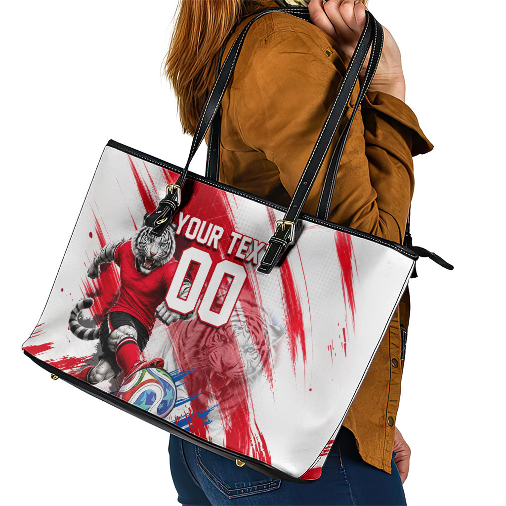 Personalized South Korea White Tiger Soccer Leather Tote Bag Fierce Football Mascot Korean Flag