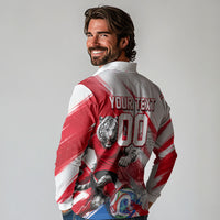 Personalized South Korea White Tiger Soccer Long Sleeve Polo Shirt Fierce Football Mascot Korean Flag