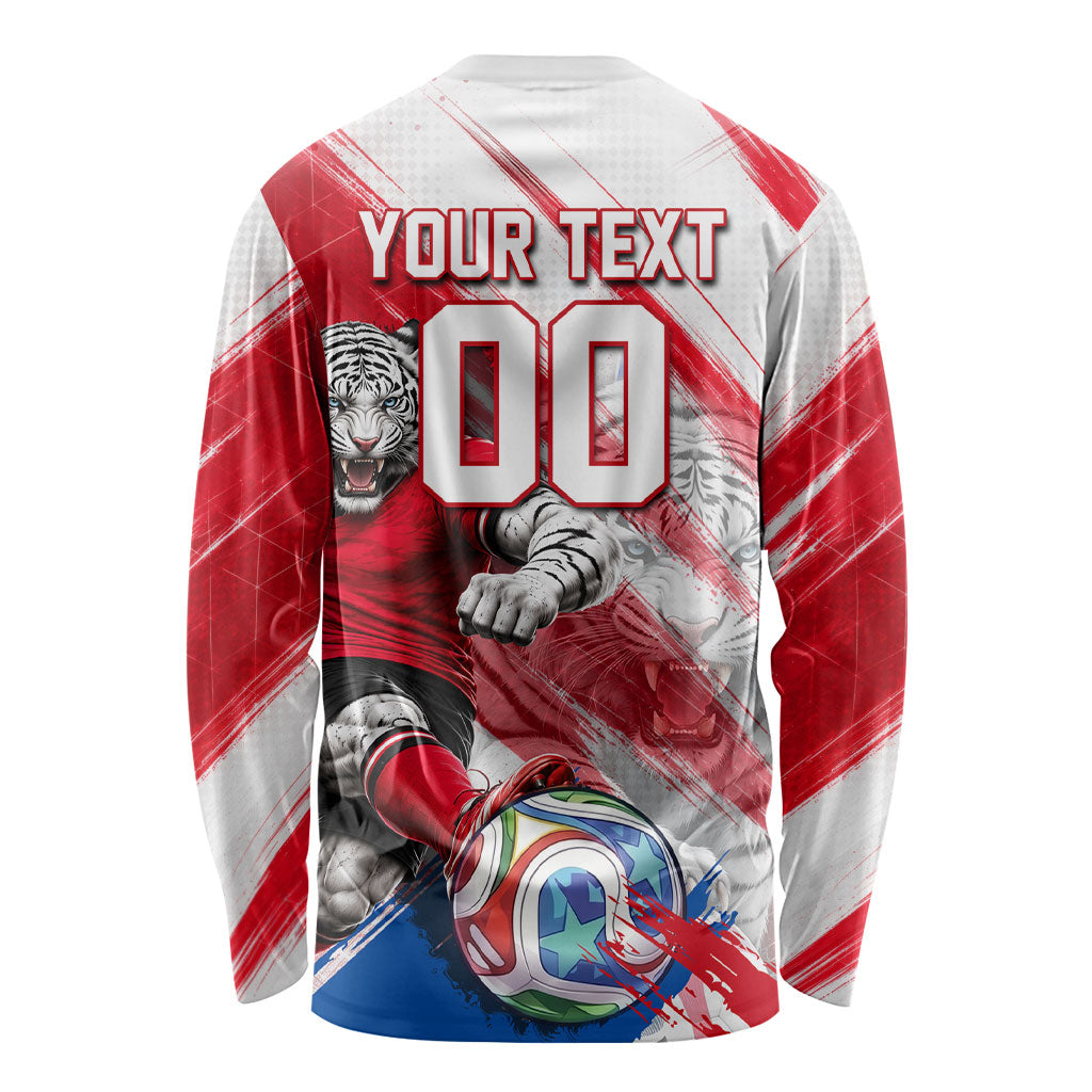 Personalized South Korea White Tiger Soccer Long Sleeve Shirt Fierce Football Mascot Korean Flag