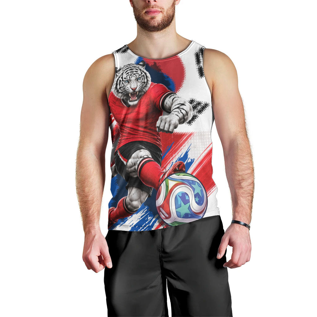Personalized South Korea White Tiger Soccer Men Tank Top Fierce Football Mascot Korean Flag