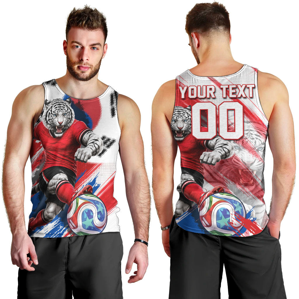 Personalized South Korea White Tiger Soccer Men Tank Top Fierce Football Mascot Korean Flag