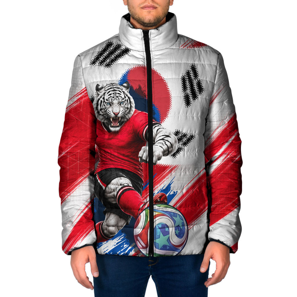 Personalized South Korea White Tiger Soccer Padded Jacket Fierce Football Mascot Korean Flag