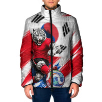 Personalized South Korea White Tiger Soccer Padded Jacket Fierce Football Mascot Korean Flag