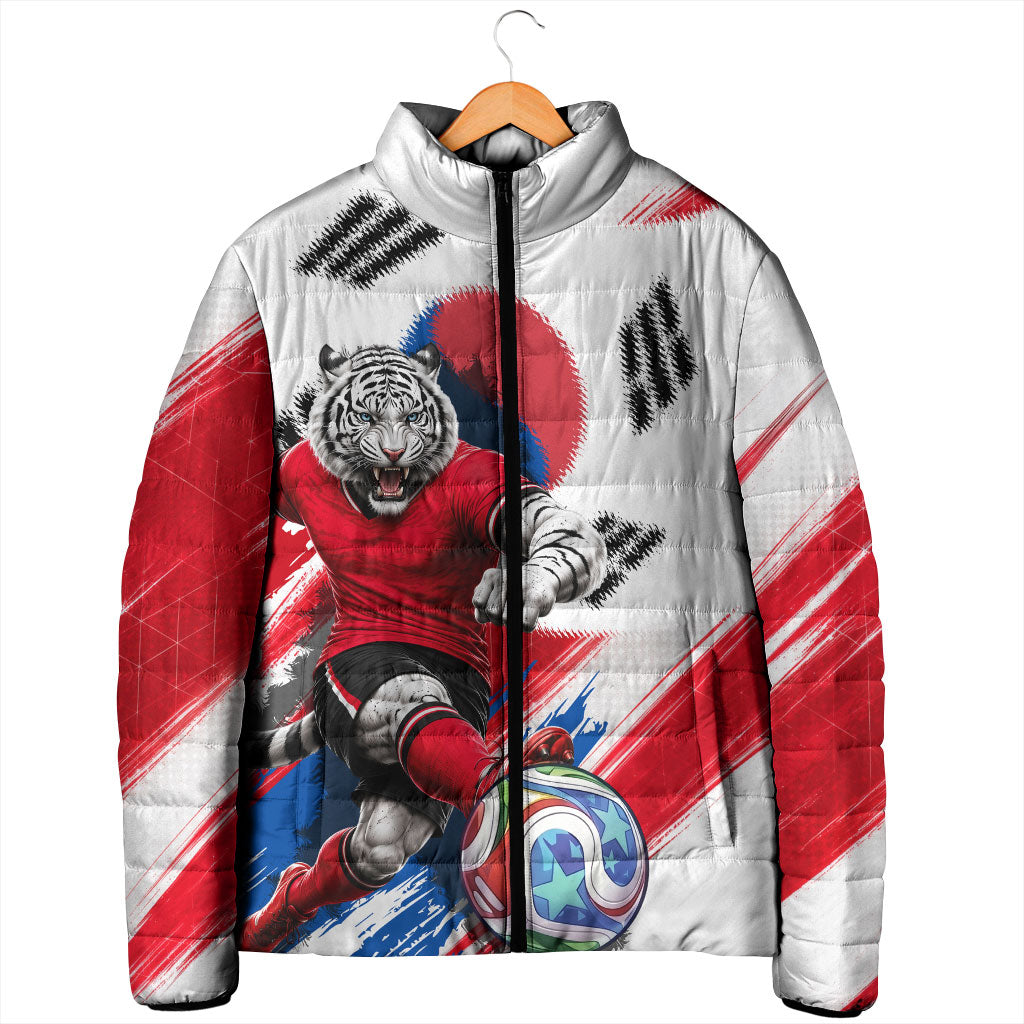 Personalized South Korea White Tiger Soccer Padded Jacket Fierce Football Mascot Korean Flag
