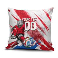Personalized South Korea White Tiger Soccer Pillow Cover Fierce Football Mascot Korean Flag