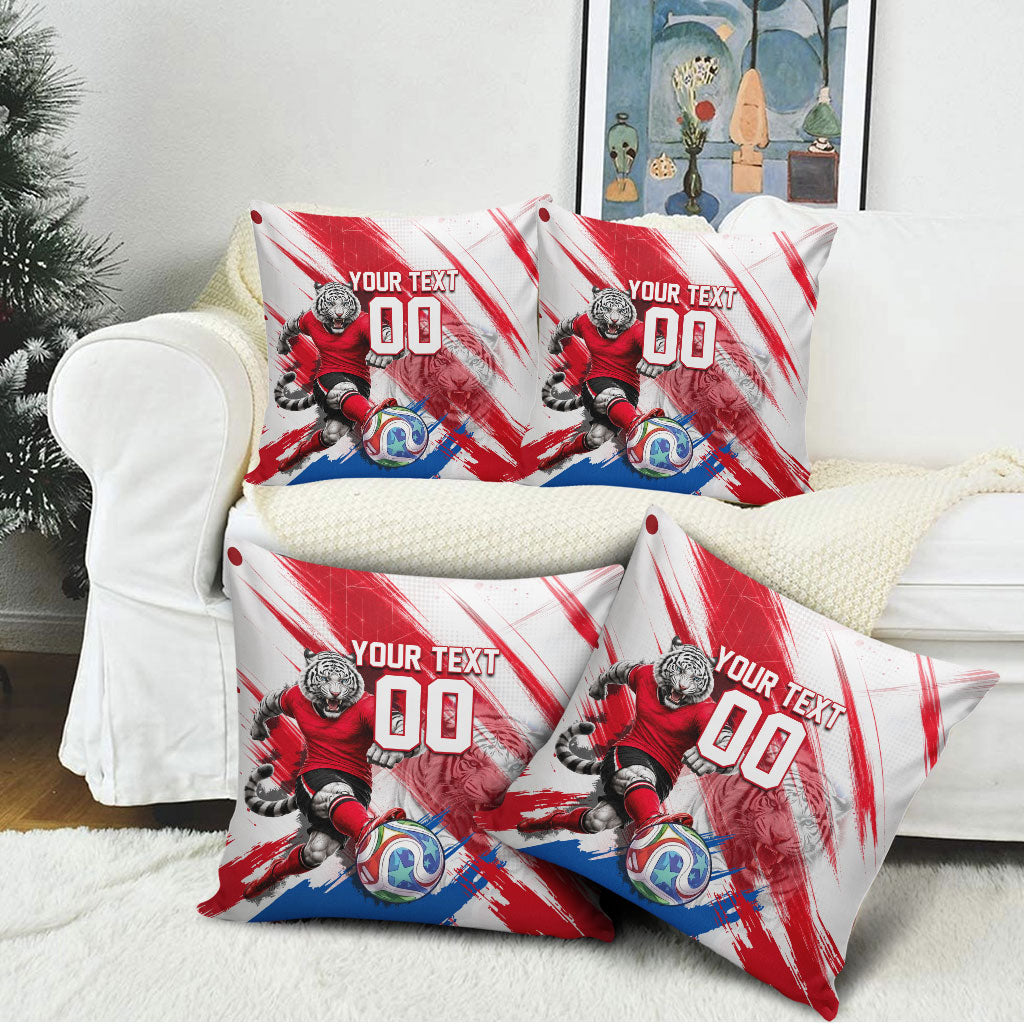Personalized South Korea White Tiger Soccer Pillow Cover Fierce Football Mascot Korean Flag