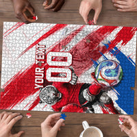 Personalized South Korea White Tiger Soccer Puzzle Fierce Football Mascot Korean Flag