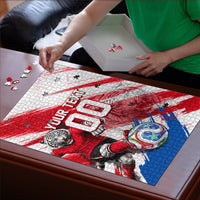 Personalized South Korea White Tiger Soccer Puzzle Fierce Football Mascot Korean Flag