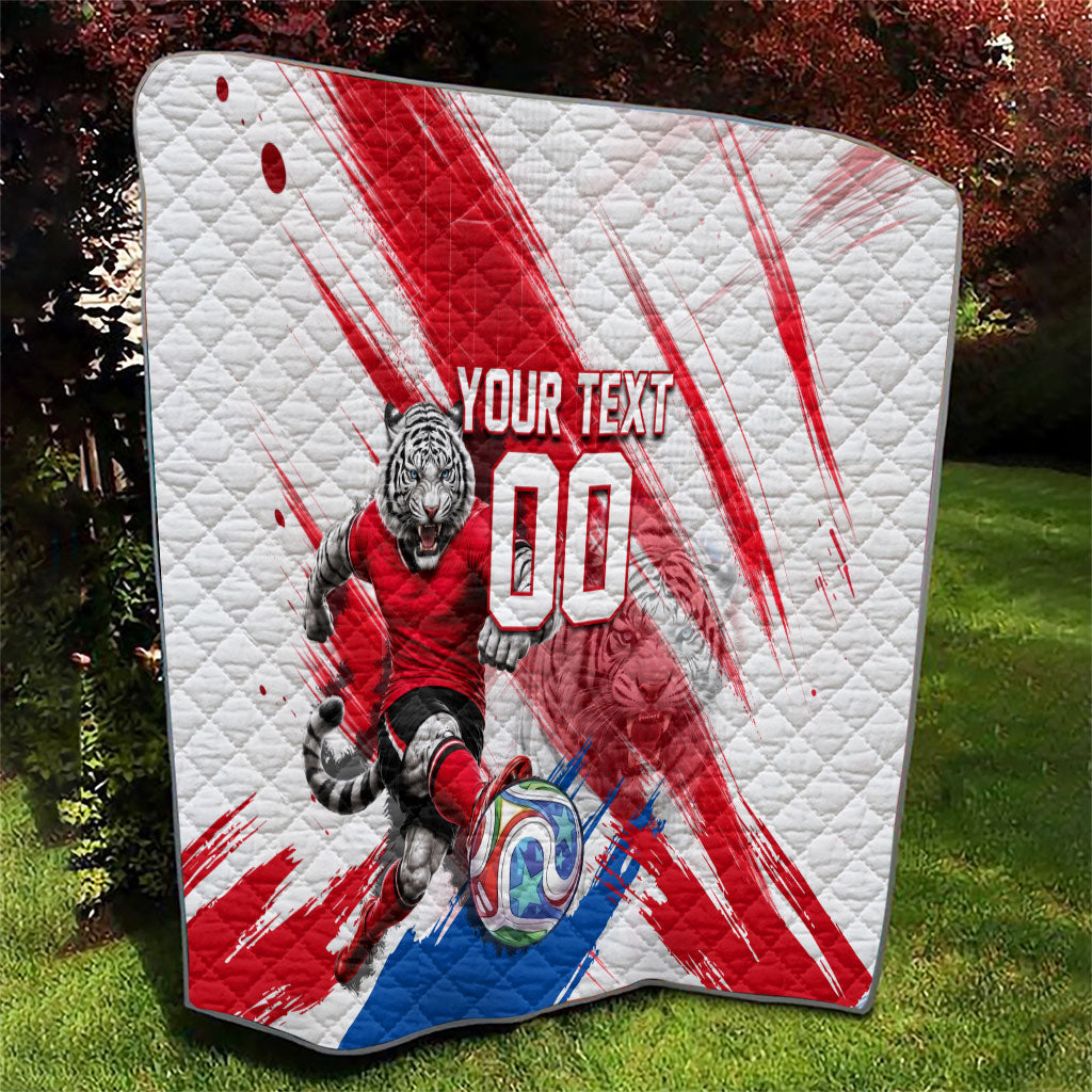 Personalized South Korea White Tiger Soccer Quilt Fierce Football Mascot Korean Flag