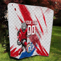 Personalized South Korea White Tiger Soccer Quilt Fierce Football Mascot Korean Flag
