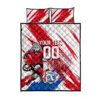 Personalized South Korea White Tiger Soccer Quilt Bed Set Fierce Football Mascot Korean Flag