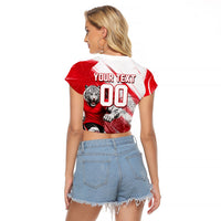 Personalized South Korea White Tiger Soccer Raglan Cropped T Shirt Fierce Football Mascot Korean Flag