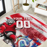 Personalized South Korea White Tiger Soccer Round Carpet Fierce Football Mascot Korean Flag