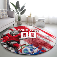 Personalized South Korea White Tiger Soccer Round Carpet Fierce Football Mascot Korean Flag