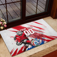 Personalized South Korea White Tiger Soccer Rubber Doormat Fierce Football Mascot Korean Flag