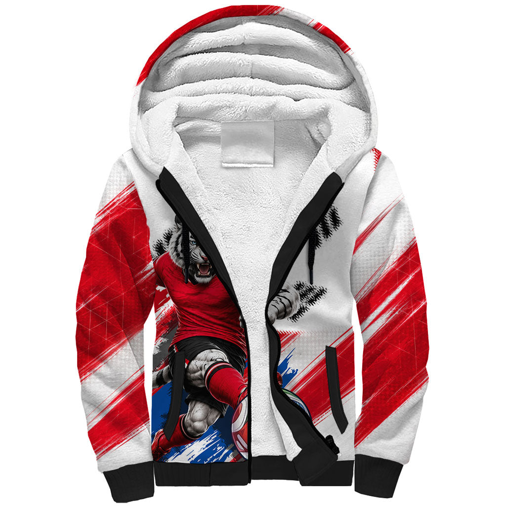 Personalized South Korea White Tiger Soccer Sherpa Hoodie Fierce Football Mascot Korean Flag