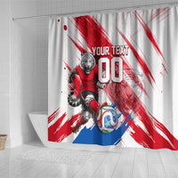 Personalized South Korea White Tiger Soccer Shower Curtain Fierce Football Mascot Korean Flag