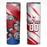 Personalized South Korea White Tiger Soccer Skinny Tumbler Fierce Football Mascot Korean Flag