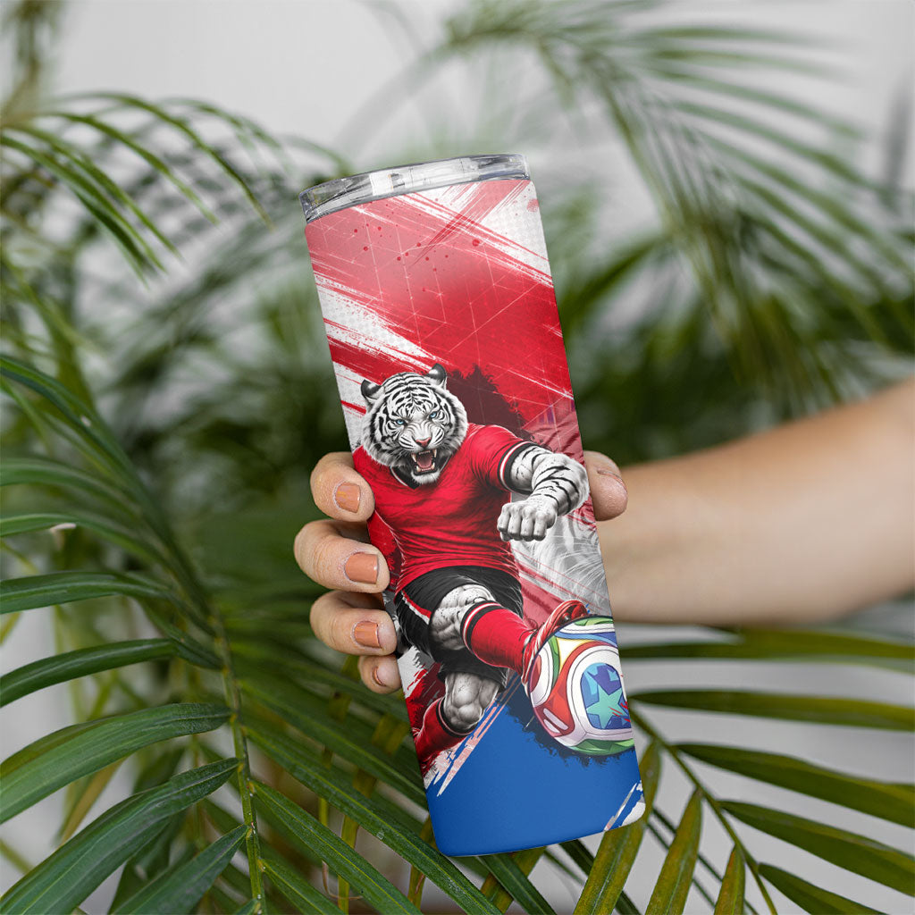 Personalized South Korea White Tiger Soccer Skinny Tumbler Fierce Football Mascot Korean Flag