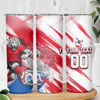 Personalized South Korea White Tiger Soccer Skinny Tumbler Fierce Football Mascot Korean Flag