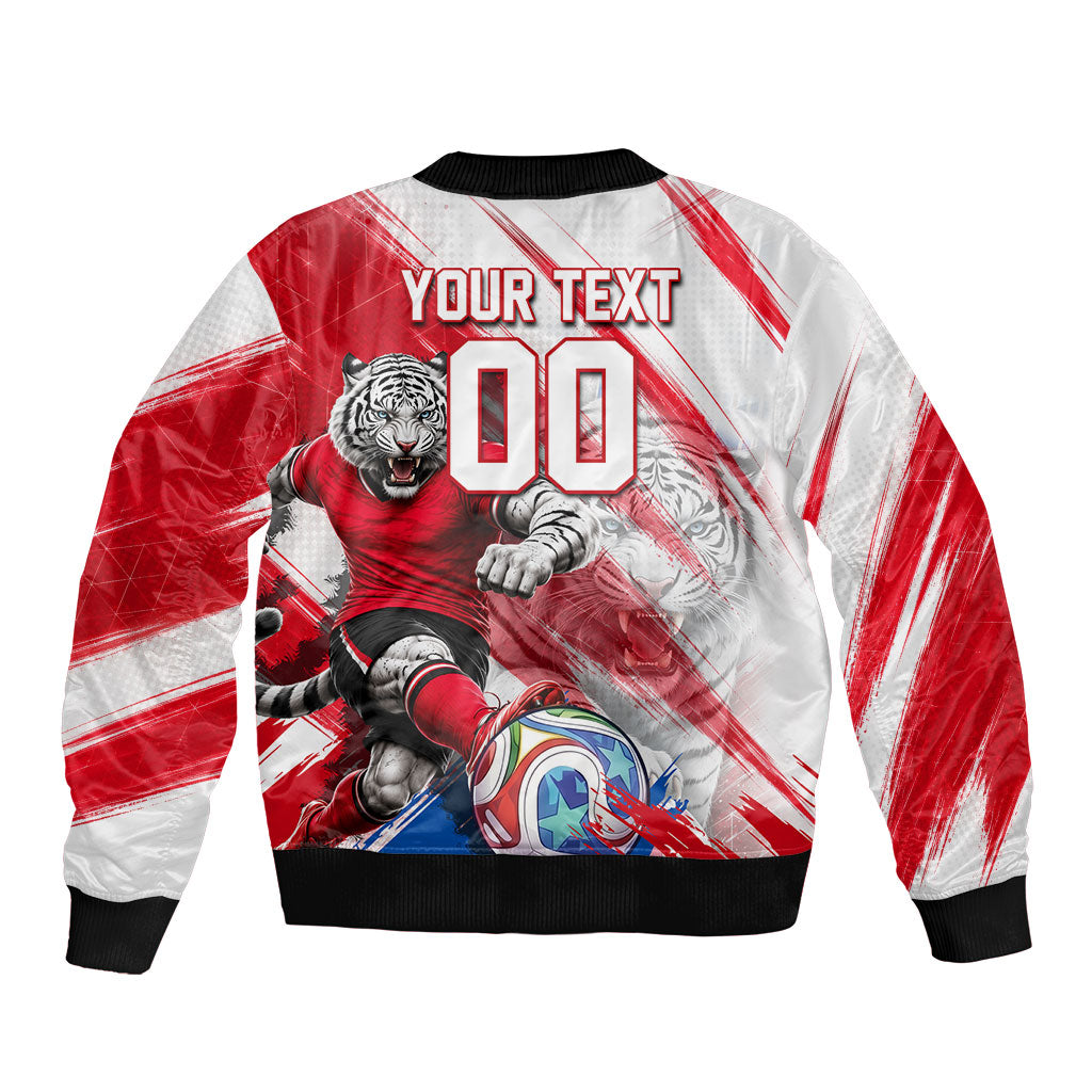 Personalized South Korea White Tiger Soccer Sleeve Zip Bomber Jacket Fierce Football Mascot Korean Flag