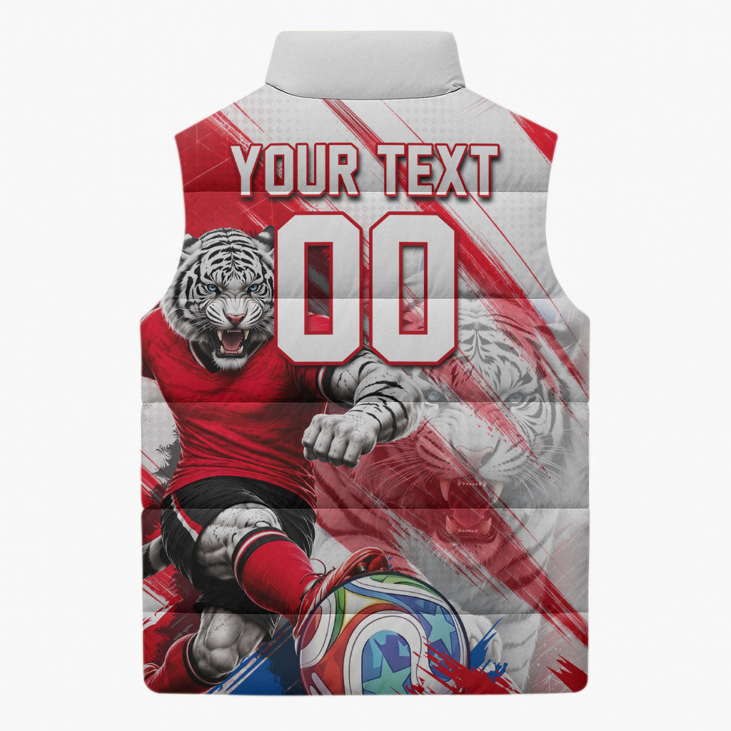 Personalized South Korea White Tiger Soccer Sleeveless Puffer Jacket Fierce Football Mascot Korean Flag