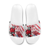 Personalized South Korea White Tiger Soccer Slide Sandals Fierce Football Mascot Korean Flag