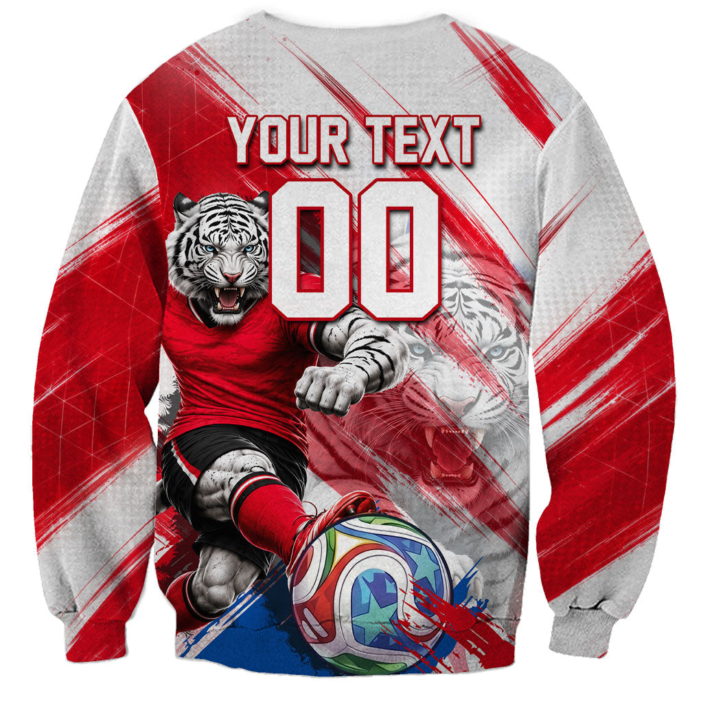 Personalized South Korea White Tiger Soccer Sweatshirt Fierce Football Mascot Korean Flag