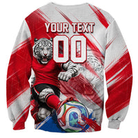 Personalized South Korea White Tiger Soccer Sweatshirt Fierce Football Mascot Korean Flag