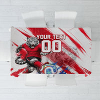 Personalized South Korea White Tiger Soccer Tablecloth Fierce Football Mascot Korean Flag