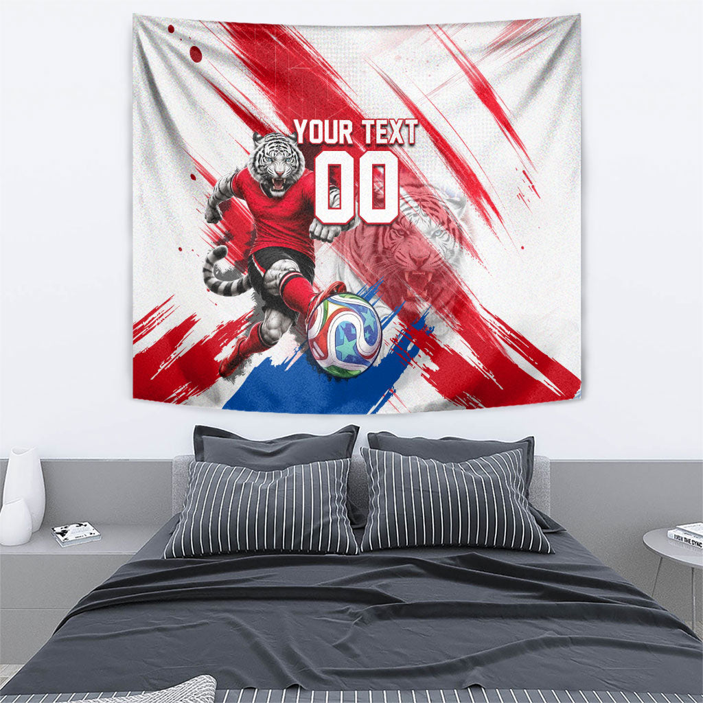 Personalized South Korea White Tiger Soccer Tapestry Fierce Football Mascot Korean Flag