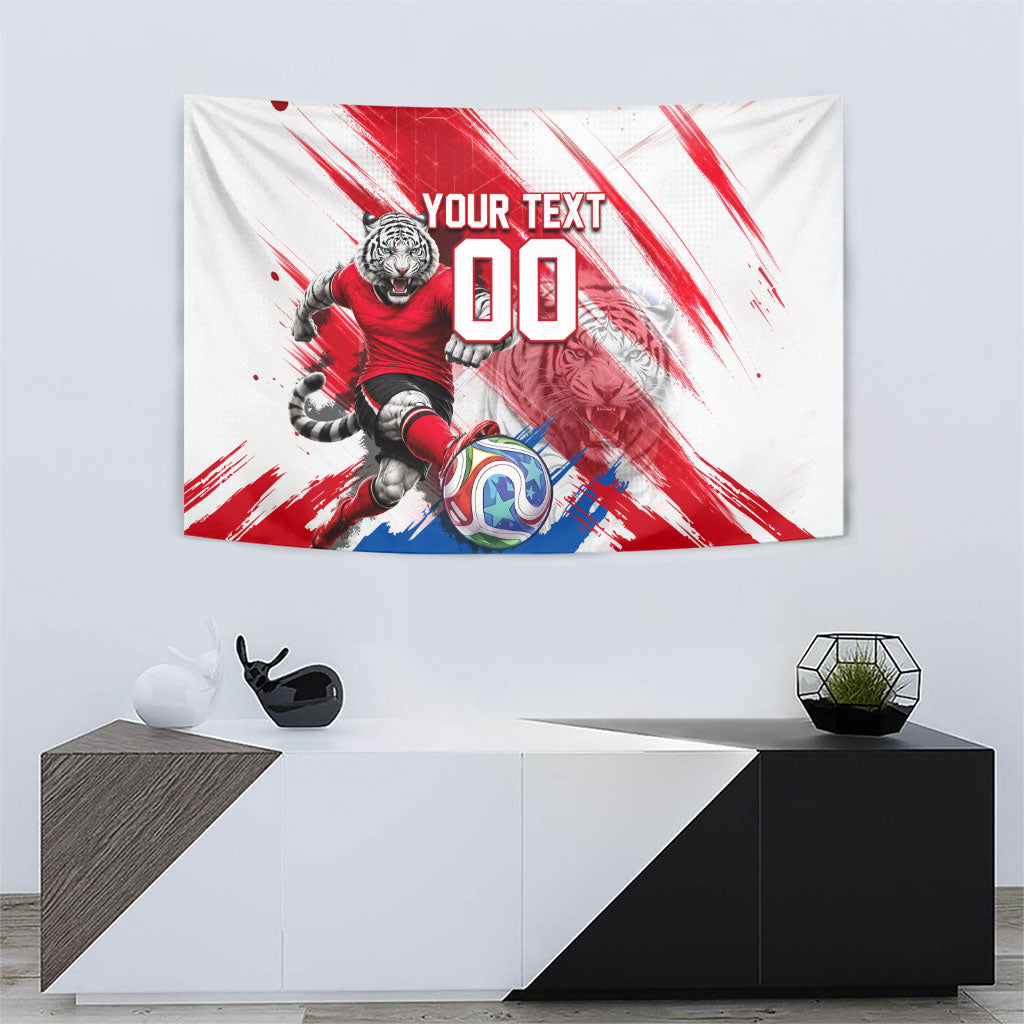 Personalized South Korea White Tiger Soccer Tapestry Fierce Football Mascot Korean Flag