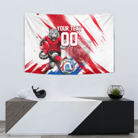 Personalized South Korea White Tiger Soccer Tapestry Fierce Football Mascot Korean Flag