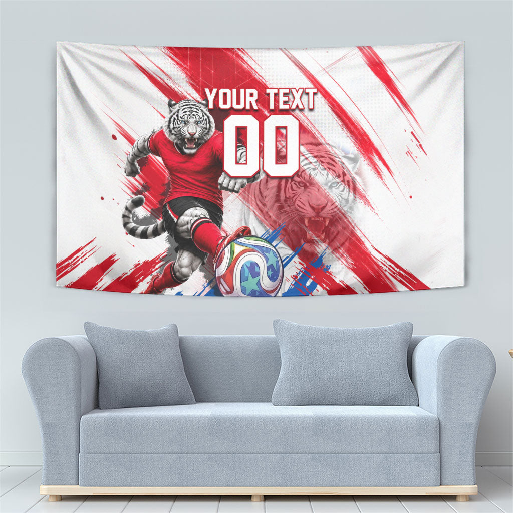 Personalized South Korea White Tiger Soccer Tapestry Fierce Football Mascot Korean Flag