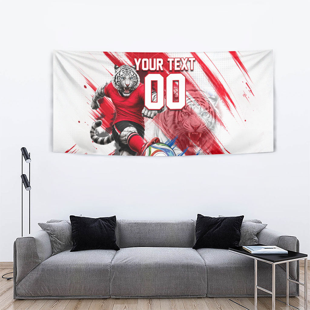 Personalized South Korea White Tiger Soccer Tapestry Fierce Football Mascot Korean Flag