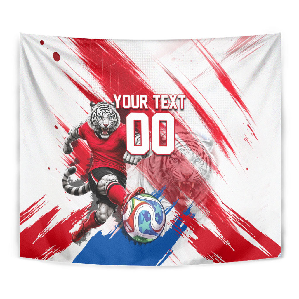 Personalized South Korea White Tiger Soccer Tapestry Fierce Football Mascot Korean Flag