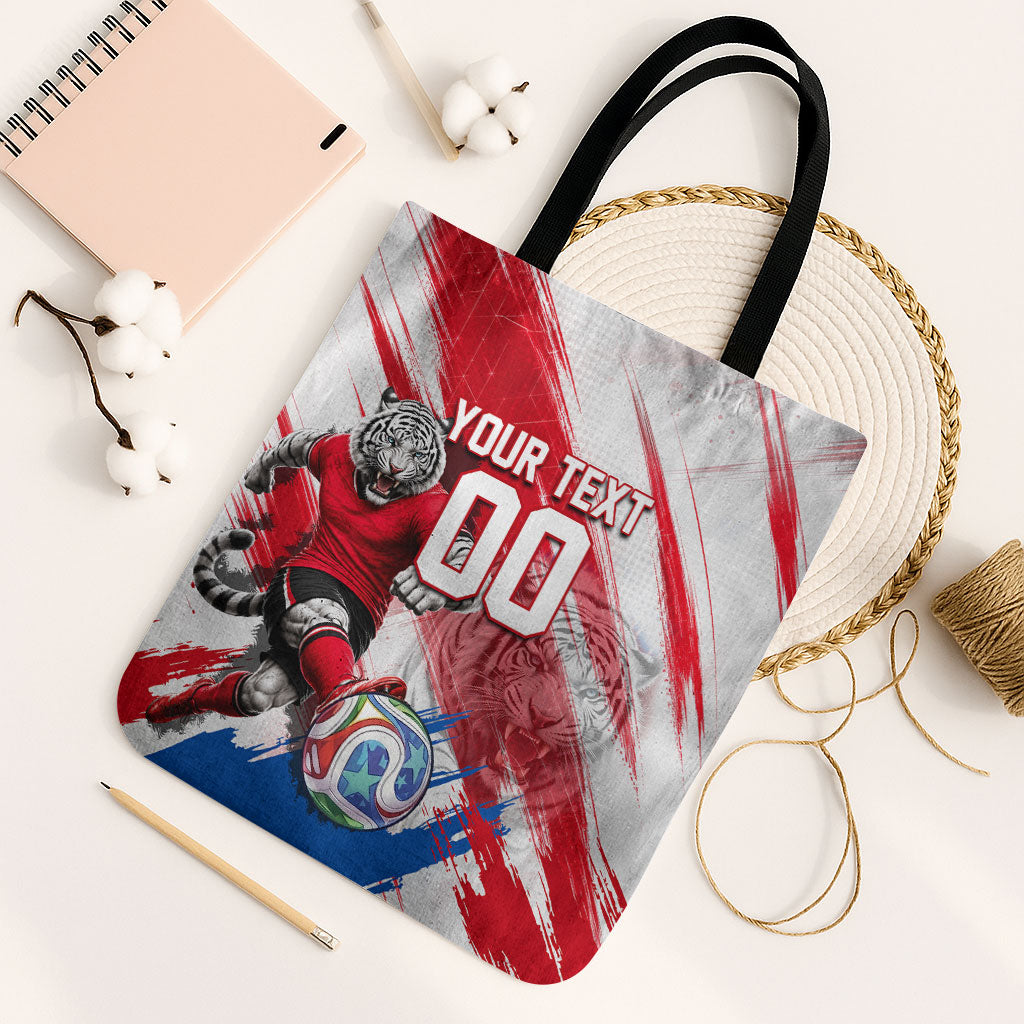 Personalized South Korea White Tiger Soccer Tote Bag Fierce Football Mascot Korean Flag
