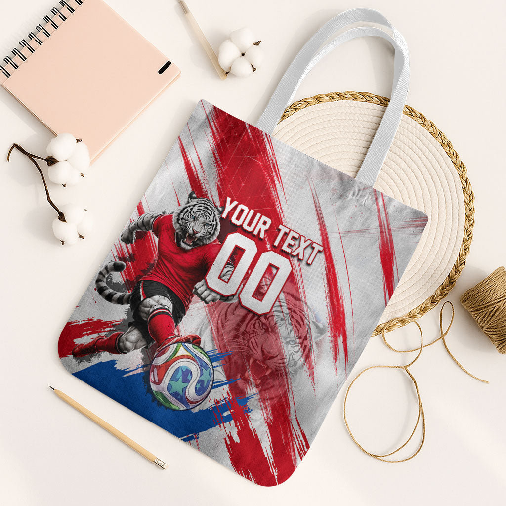 Personalized South Korea White Tiger Soccer Tote Bag Fierce Football Mascot Korean Flag