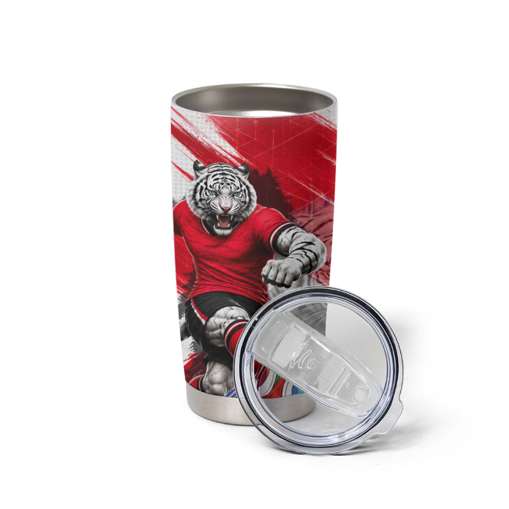 Personalized South Korea White Tiger Soccer Tumbler Cup Fierce Football Mascot Korean Flag