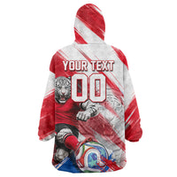 Personalized South Korea White Tiger Soccer Wearable Blanket Hoodie Fierce Football Mascot Korean Flag