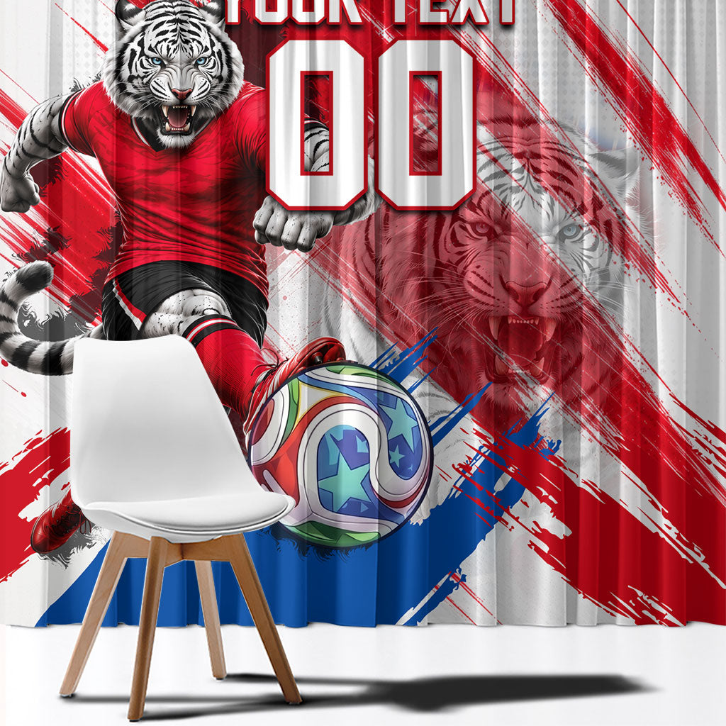 Personalized South Korea White Tiger Soccer Window Curtain Fierce Football Mascot Korean Flag