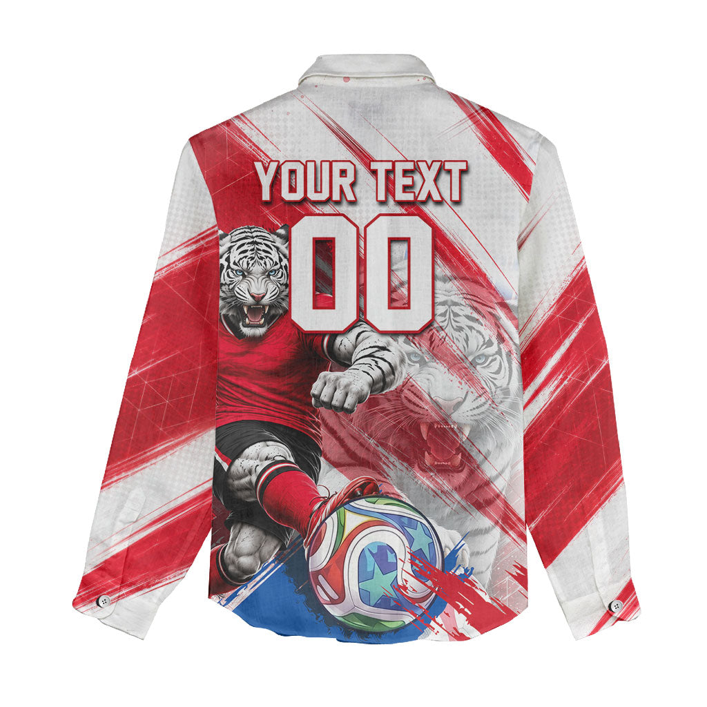 Personalized South Korea White Tiger Soccer Women Casual Shirt Fierce Football Mascot Korean Flag