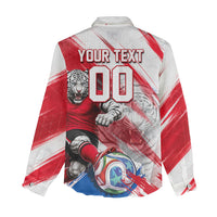Personalized South Korea White Tiger Soccer Women Casual Shirt Fierce Football Mascot Korean Flag