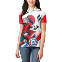 Personalized South Korea White Tiger Soccer Women Polo Shirt Fierce Football Mascot Korean Flag