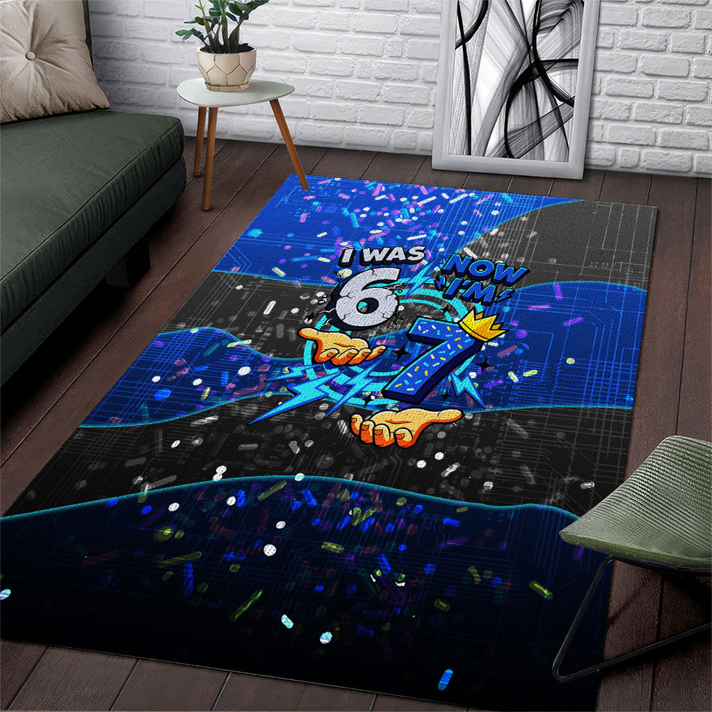 7th Birthday Boys Area Rug I was 6 Now Im 7 Gaming And Tech Theme