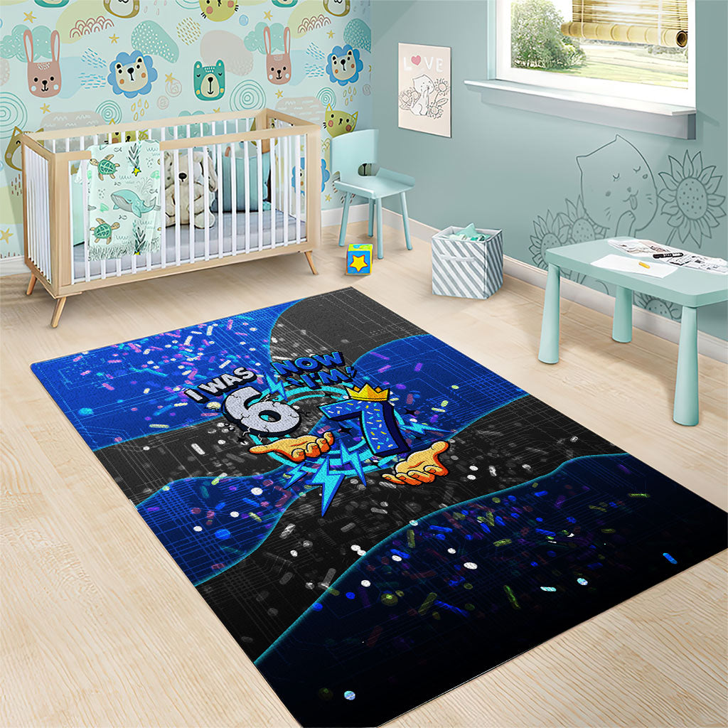 7th Birthday Boys Area Rug I was 6 Now Im 7 Gaming And Tech Theme